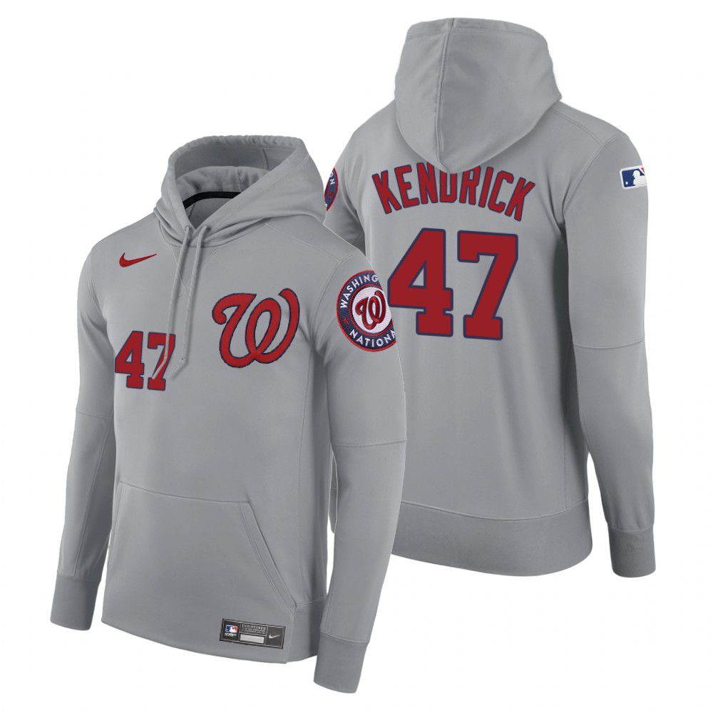 Men Washington Nationals #47 Kendrick gray road hoodie 2021 MLB Nike Jerseys->washington nationals->MLB Jersey